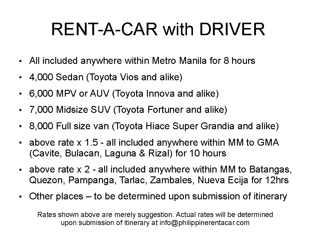Car with Driver · PHILIPPINE RENT A CAR®